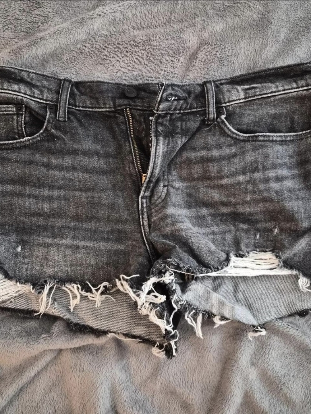 Lucky Brand Washed Black Distressed Cutoff Jean Shorts